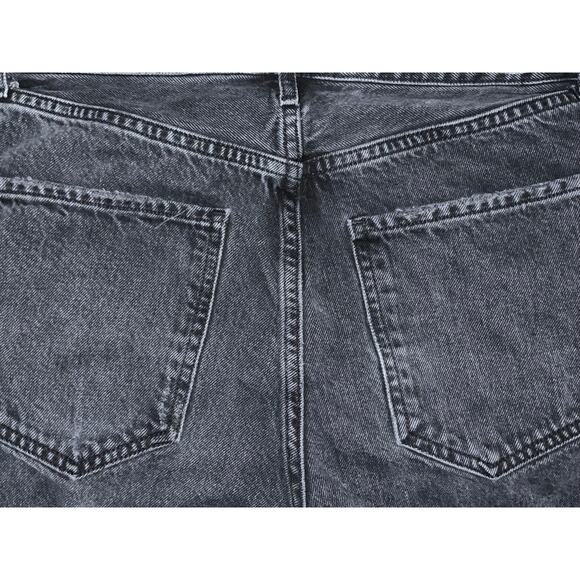 AGOLDE Riley Faded Black Frayed Leg Button Fly Jeans - Picture 4 of 9